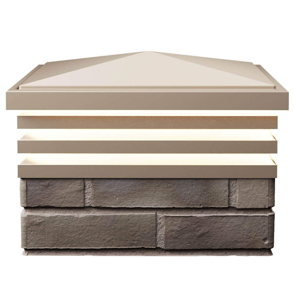 Колпак Zking Бона ХайТек Бежевый на столб 1.5х1.5 кирпича (385х385мм) с подсветкой в Алуште фото
