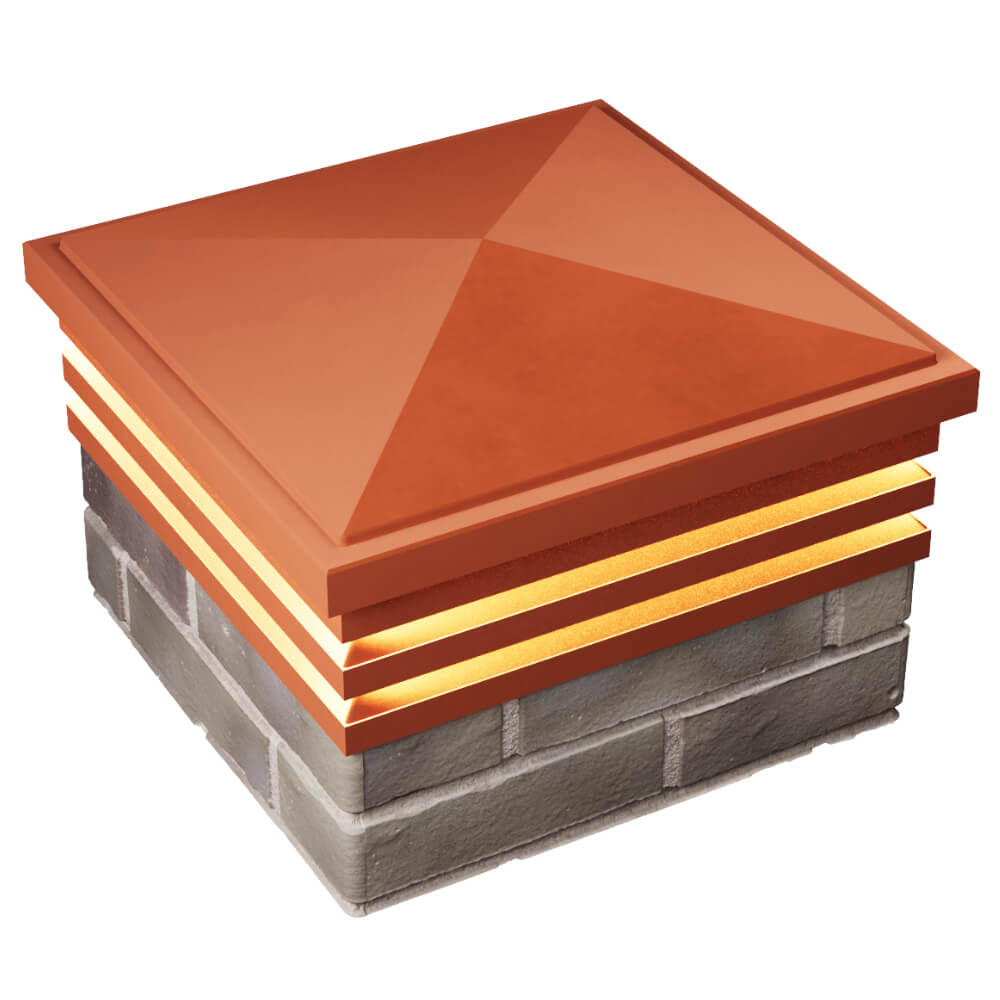 Колпак Zking Бона ХайТек Красный на столб 1.5х1.5 кирпича (385х385мм) с подсветкой в Алуште фото