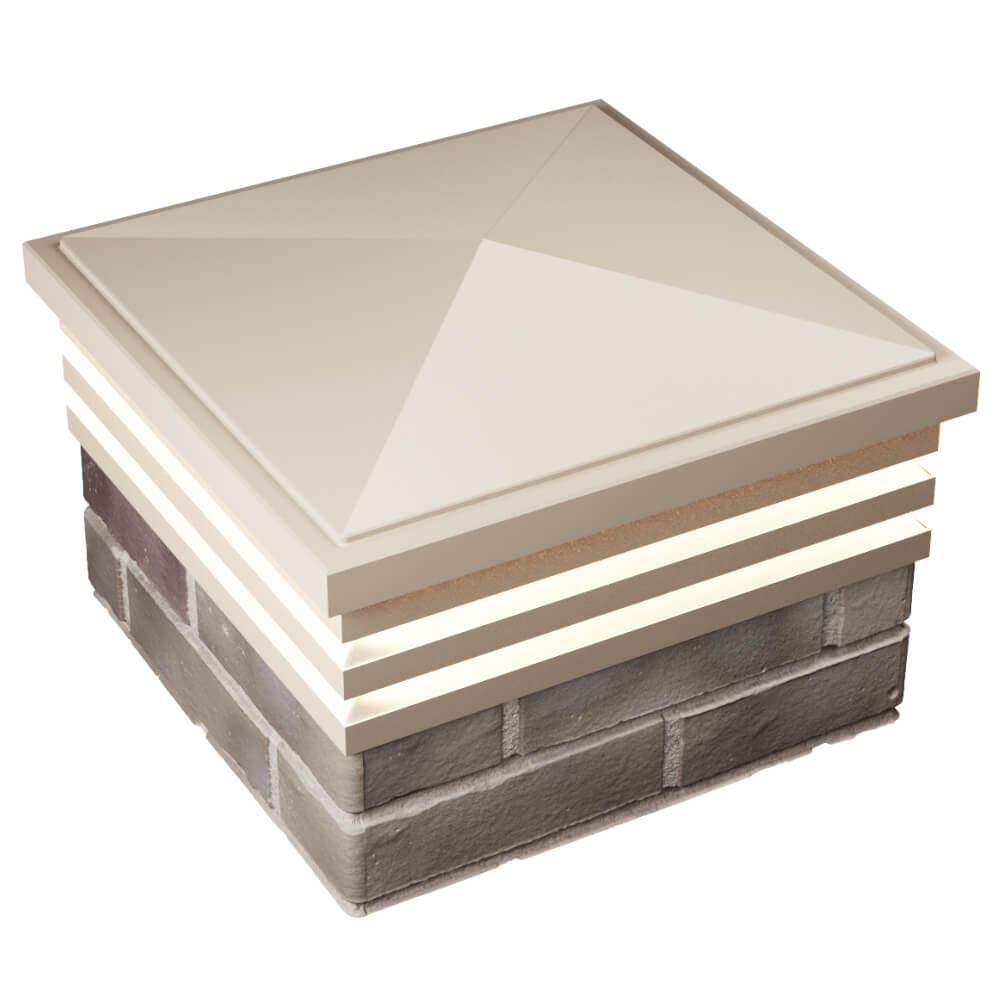 Колпак Zking Бона ХайТек Бежевый на столб 1.5х1.5 кирпича (385х385мм) с подсветкой в Алуште фото