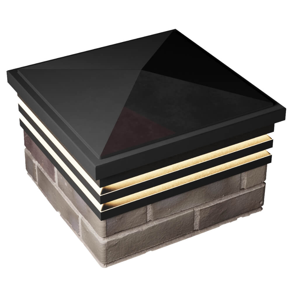 Колпак Zking Бона ХайТек Черный на столб 1.5х1.5 кирпича (385х385мм) с подсветкой в Алуште фото