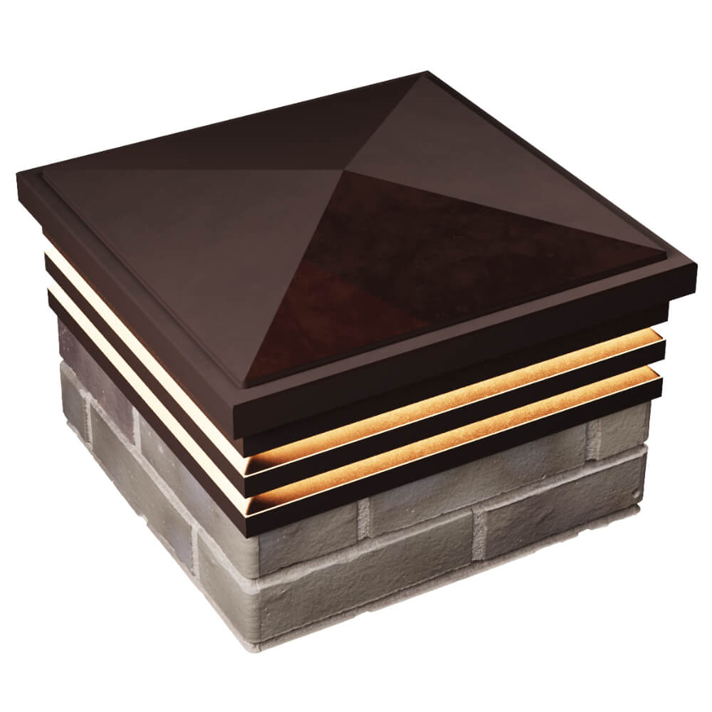 Колпак Zking Бона ХайТек Коричневый на столб 1.5х1.5 кирпича (385х385мм) с подсветкой в Алуште фото