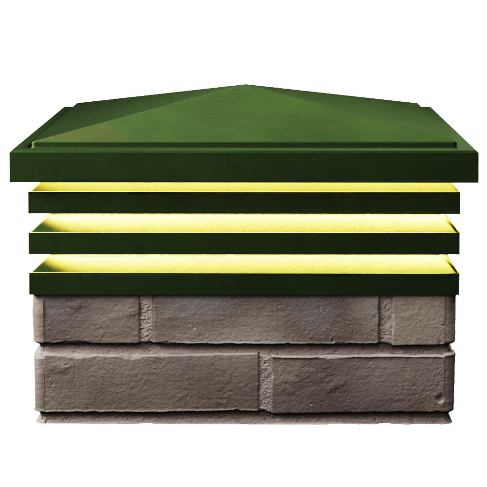 Колпак Zking Бона ХайТек Зеленый на столб 1.5х1.5 кирпича (385х385мм) с подсветкой в Алуште фото