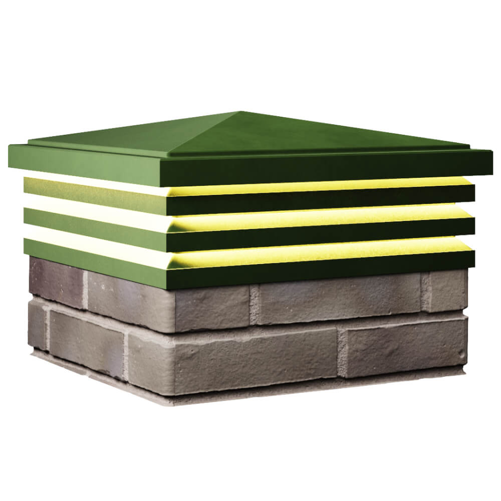 Колпак Zking Бона ХайТек Зеленый на столб 1.5х1.5 кирпича (385х385мм) с подсветкой в Алуште фото