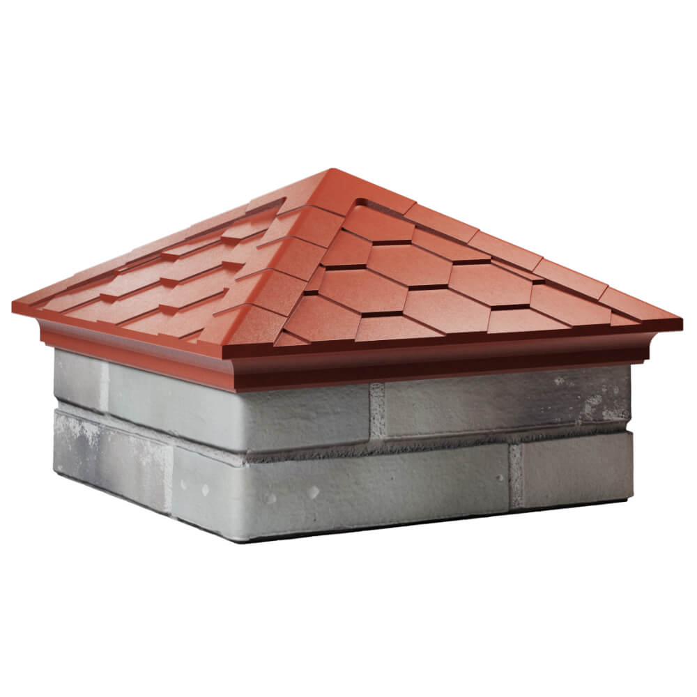 Колпак Zking Эверест Красный на столб 1.5х1.5 кирпича (390х390мм) в Алуште фото