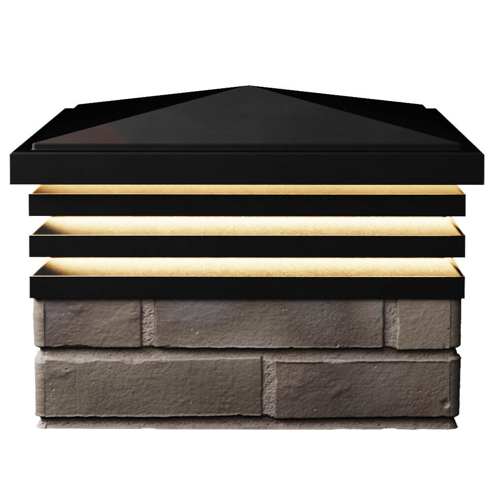 Колпак Zking Бона ХайТек Черный на столб 1.5х1.5 кирпича (385х385мм) с подсветкой в Алуште фото