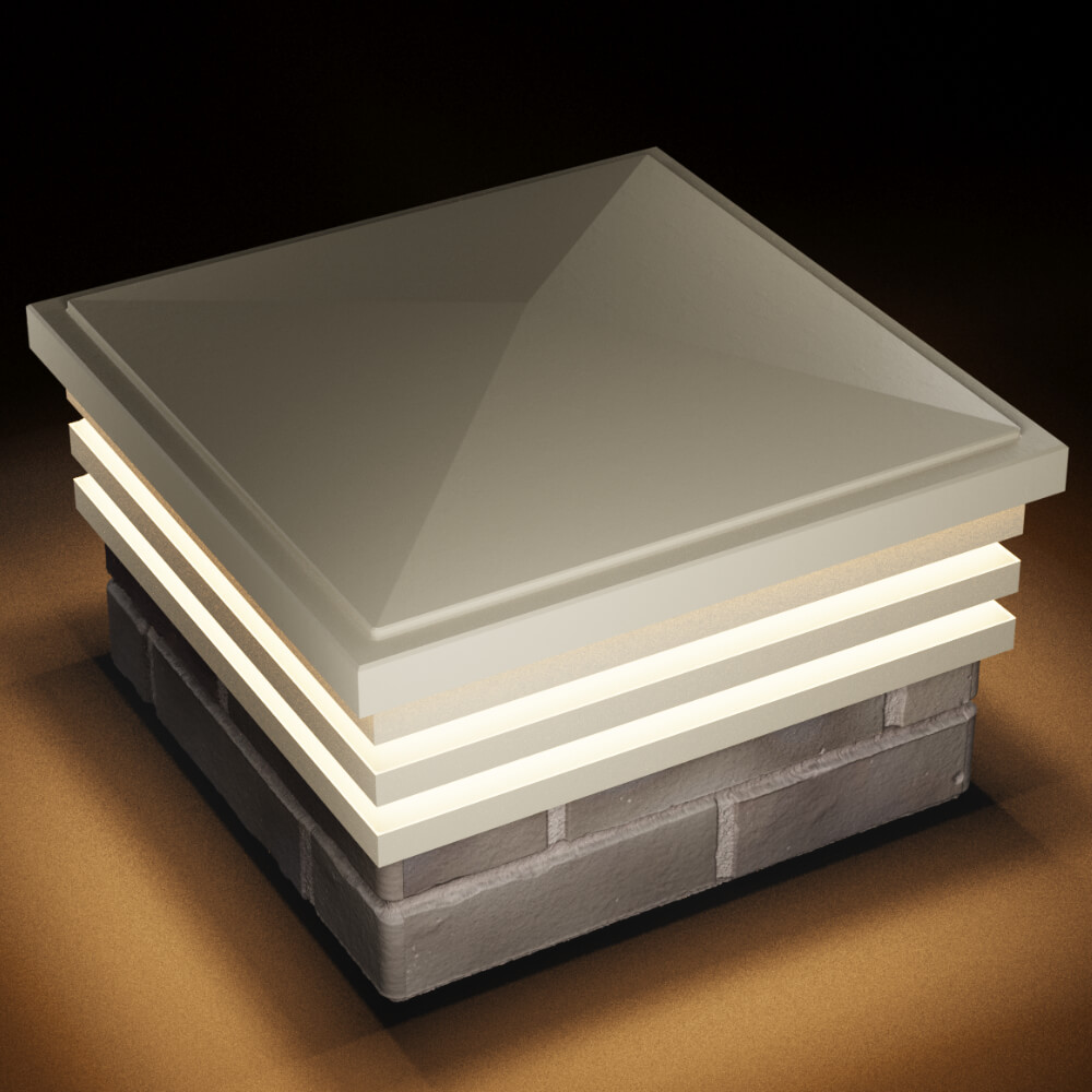 Колпак Zking Бона ХайТек Бежевый на столб 1.5х1.5 кирпича (385х385мм) с подсветкой в Алуште фото