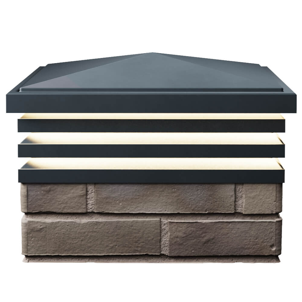 Колпак Zking Бона ХайТек Серый на столб 1.5х1.5 кирпича (385х385мм) с подсветкой в Алуште фото