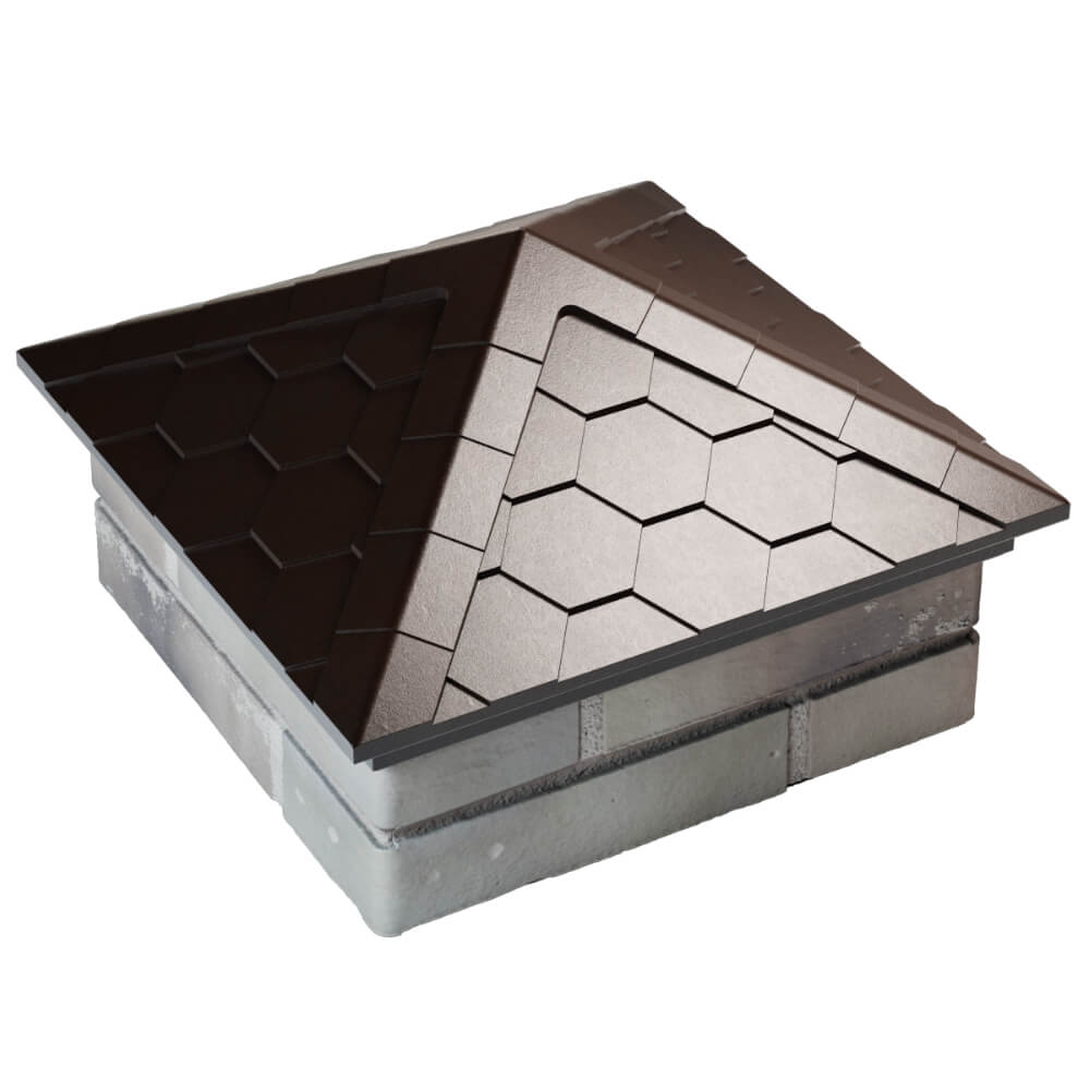 Колпак Zking Эверест Коричневый на столб 1.5х1.5 кирпича (390х390мм) в Алуште фото