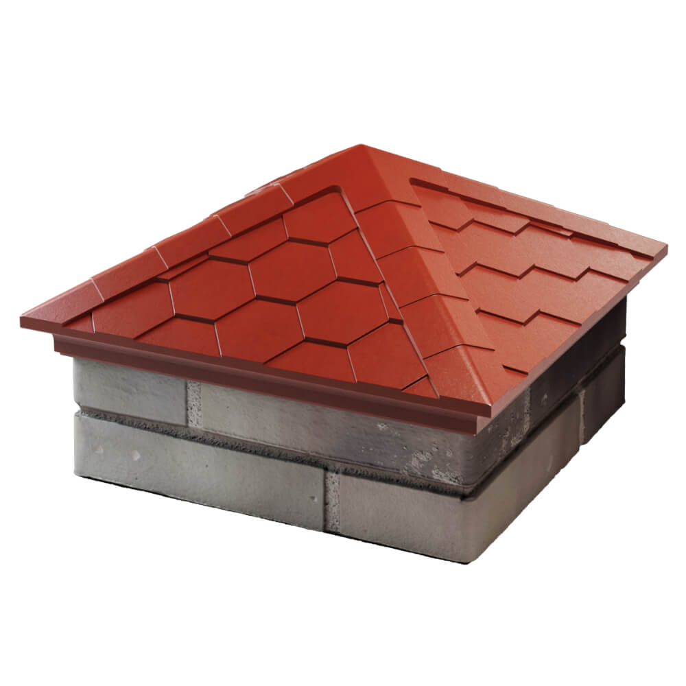 Колпак Zking Эверест Красный на столб 1.5х1.5 кирпича (390х390мм) в Алуште фото