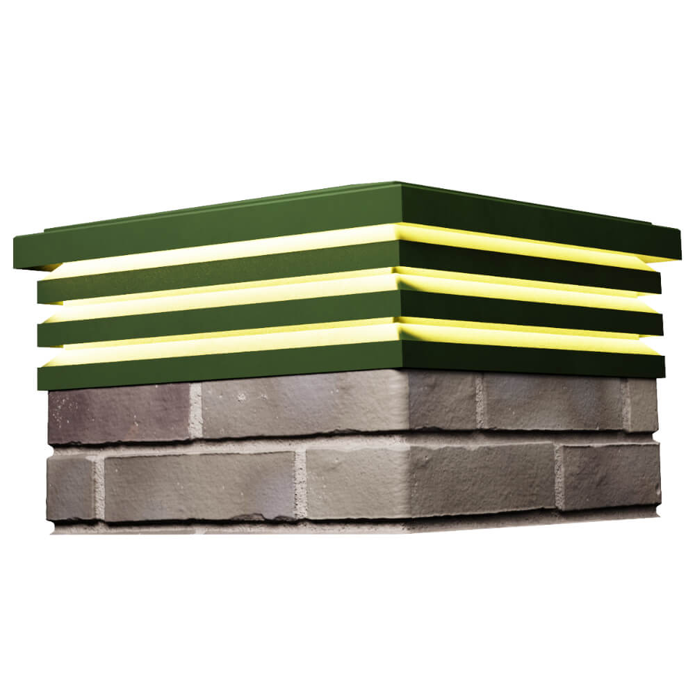 Колпак Zking Бона ХайТек Зеленый на столб 1.5х1.5 кирпича (385х385мм) с подсветкой в Алуште фото