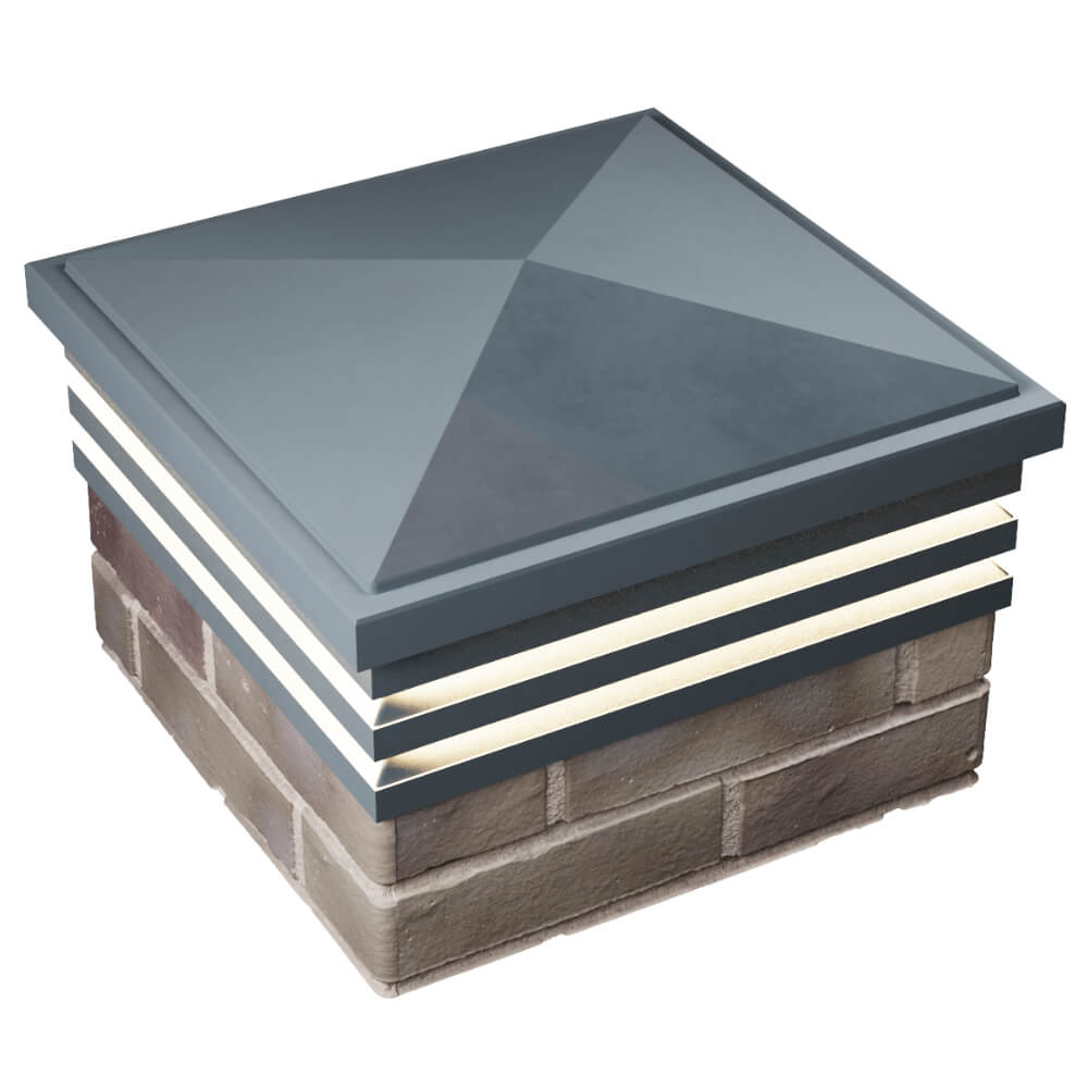 Колпак Zking Бона ХайТек Серый на столб 1.5х1.5 кирпича (385х385мм) с подсветкой в Алуште фото