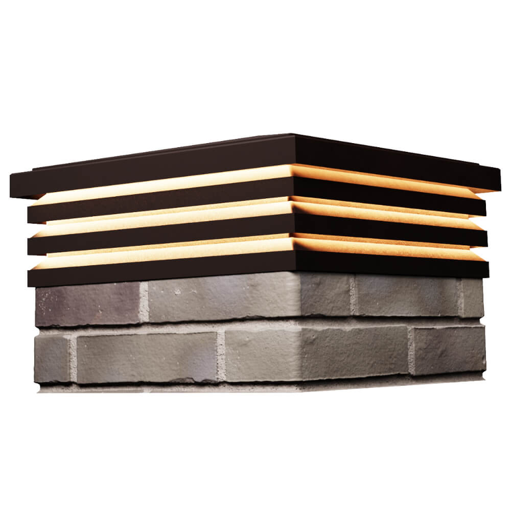 Колпак Zking Бона ХайТек Коричневый на столб 1.5х1.5 кирпича (385х385мм) с подсветкой в Алуште фото