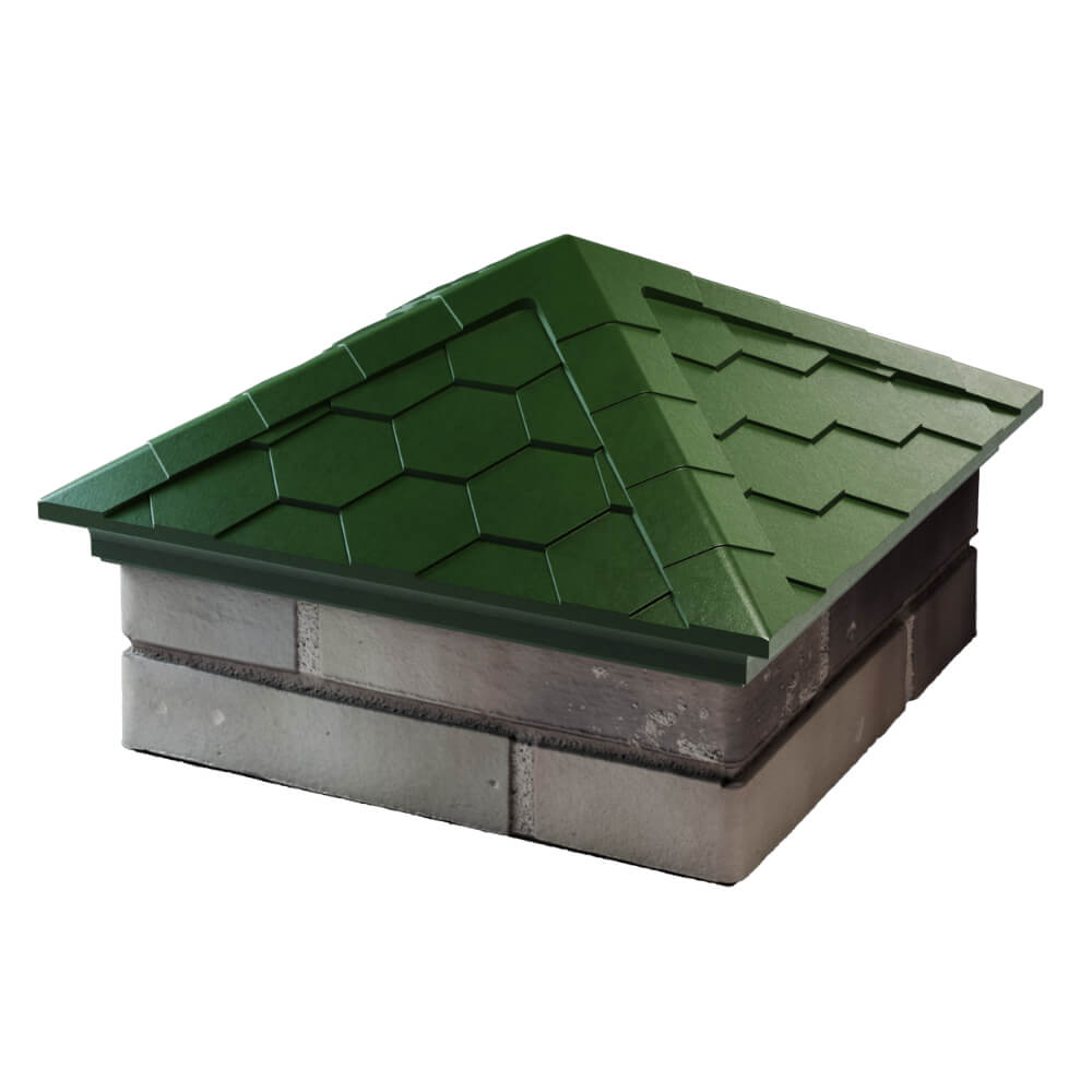 Колпак Zking Эверест Зеленый на столб 1.5х1.5 кирпича (390х390мм) в Алуште фото