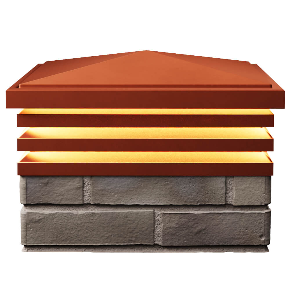 Колпак Zking Бона ХайТек Красный на столб 1.5х1.5 кирпича (385х385мм) с подсветкой в Алуште фото