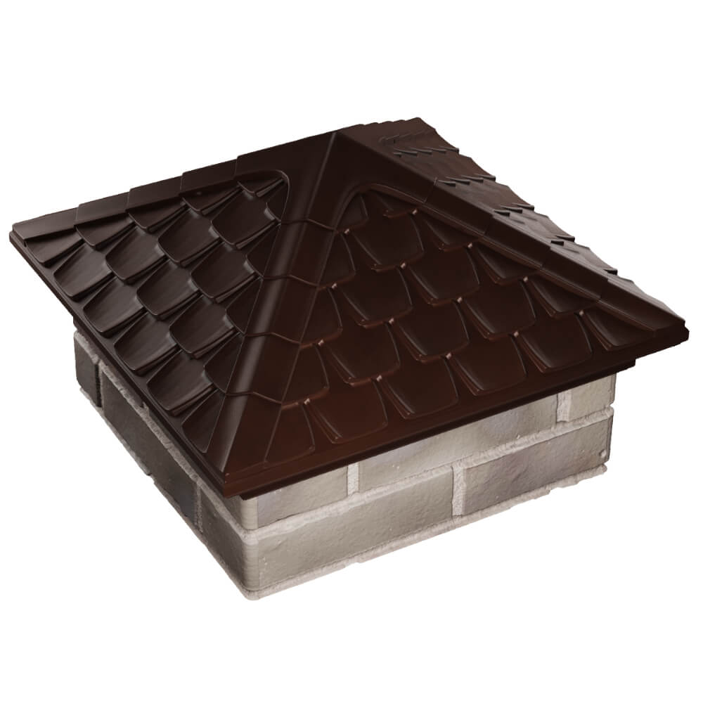 Колпак Zking Эльбрус Коричневый на столб 1.5х1.5 кирпича (385х385мм) в Алуште фото