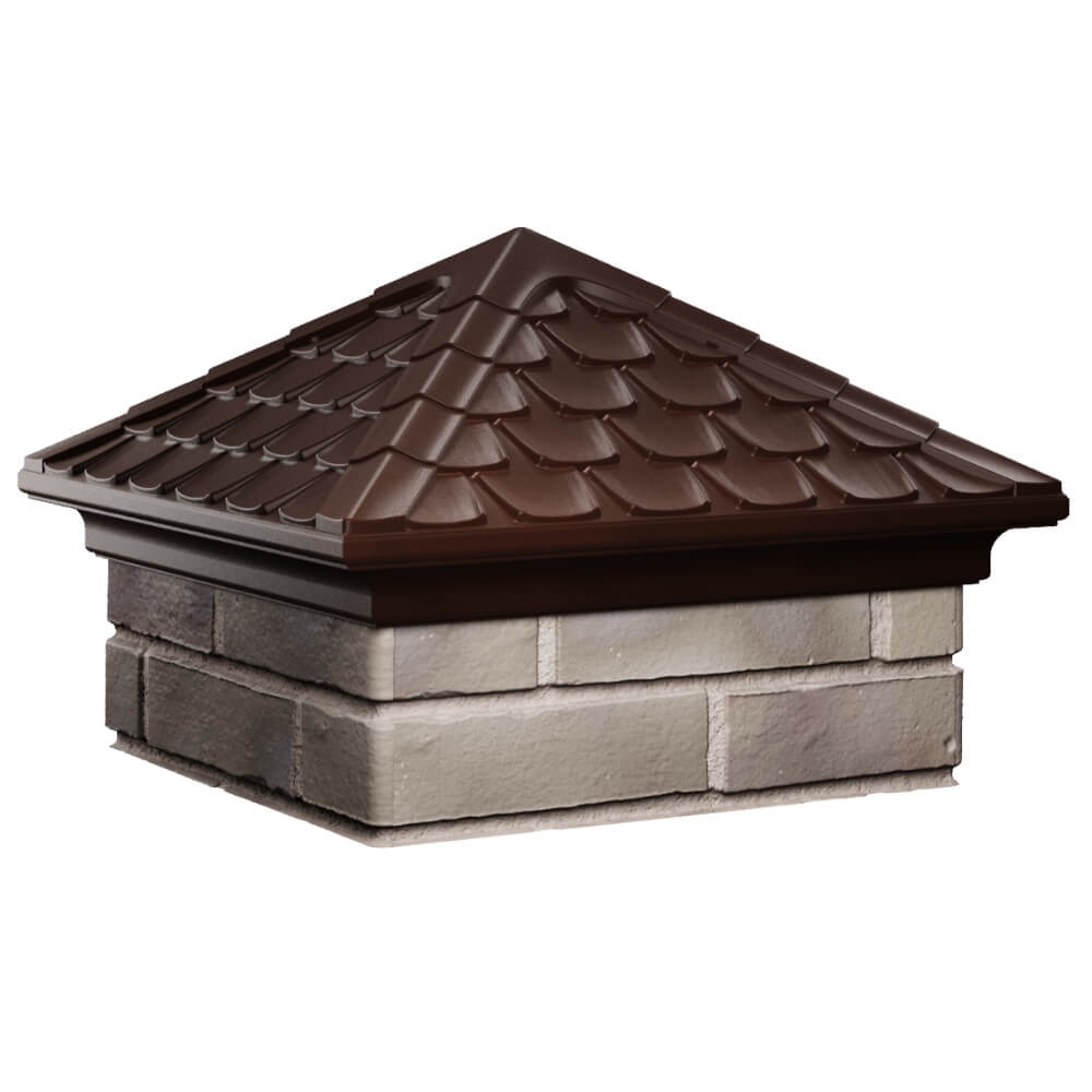 Колпак Zking Эльбрус Коричневый на столб 1.5х1.5 кирпича (385х385мм) в Алуште фото