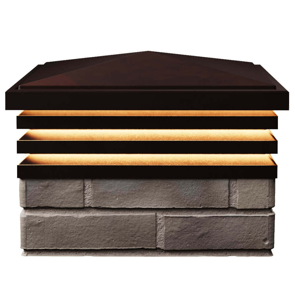 Колпак Zking Бона ХайТек Коричневый на столб 1.5х1.5 кирпича (385х385мм) с подсветкой в Алуште фото